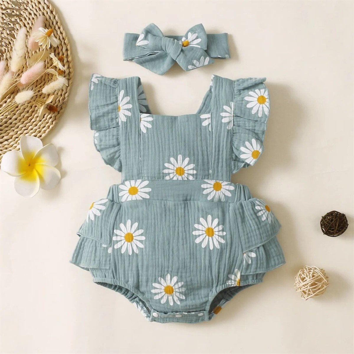 Baby Girl Flower Print Bodysuit - Baby Bubble Store